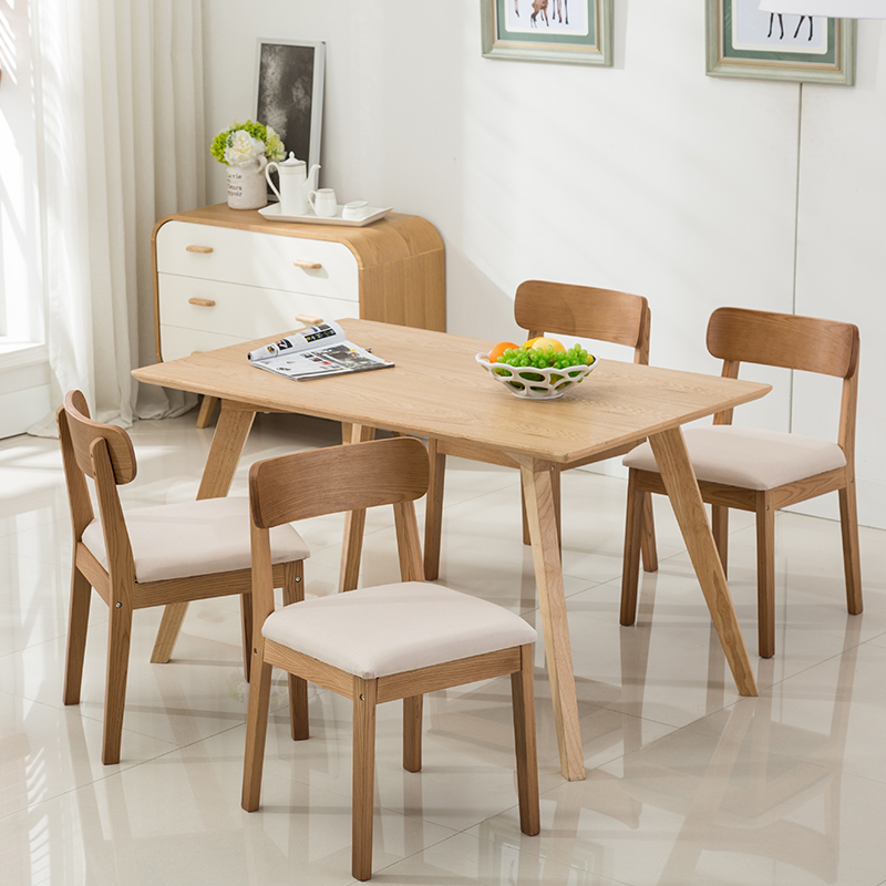 全实木餐椅橡木家用简约现代中式餐厅餐桌木头木凳子靠背实木椅子