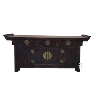 供桌 红木家具 供桌 实木供台 大红酸枝木条案三联柜三联厨 黑框平头