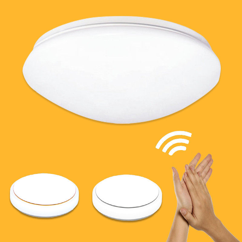 led过道吸顶灯声光控走廊灯雷达人体感应楼道灯车库灯全白面包灯