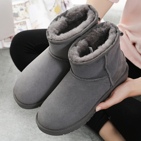 特价真牛皮雪地靴女短筒女反季清仓短筒冬季平跟短靴子女棉鞋包邮