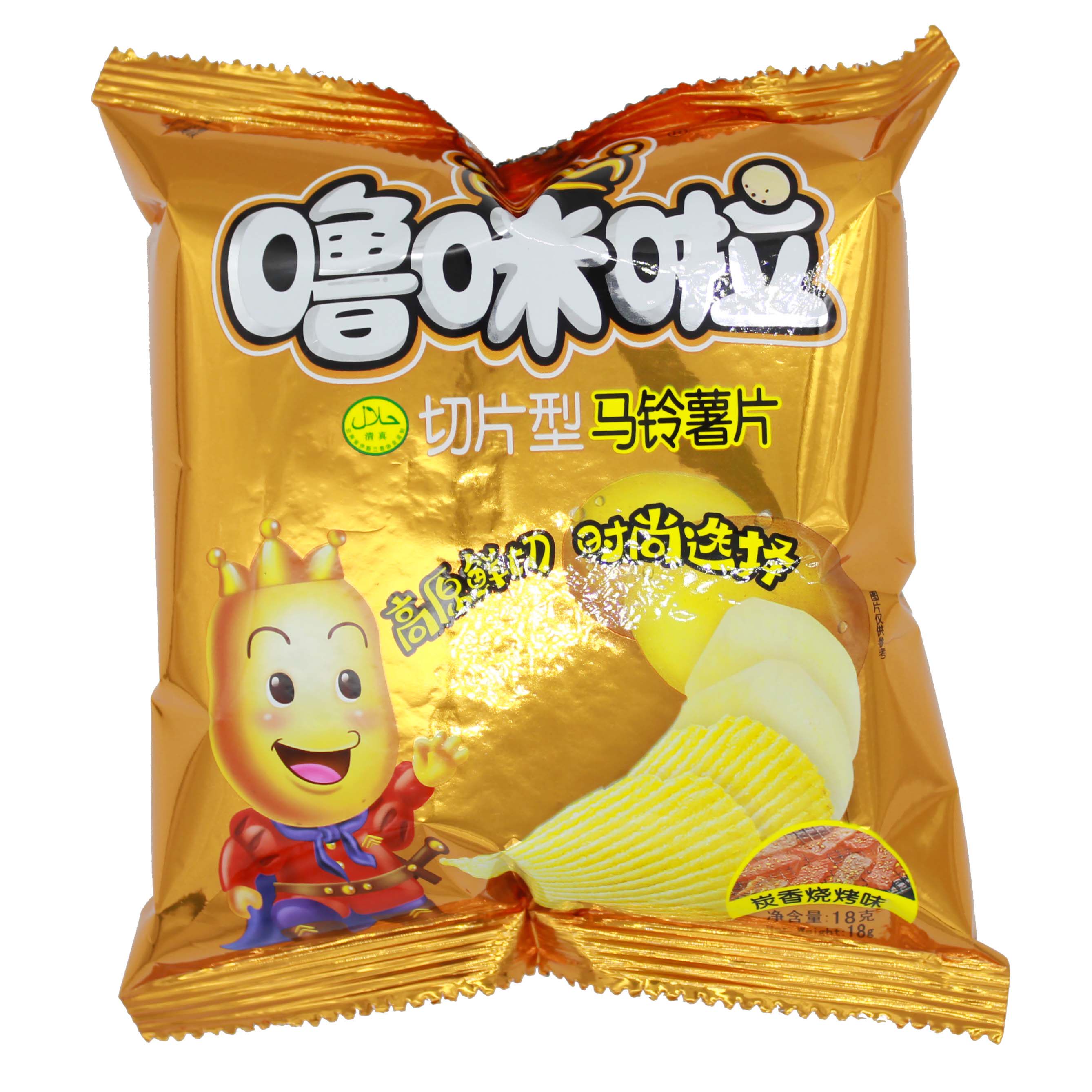 噜咪啦土豆片薯片18克鲜切麻辣薯片休闲膨化零食品【50袋包邮】