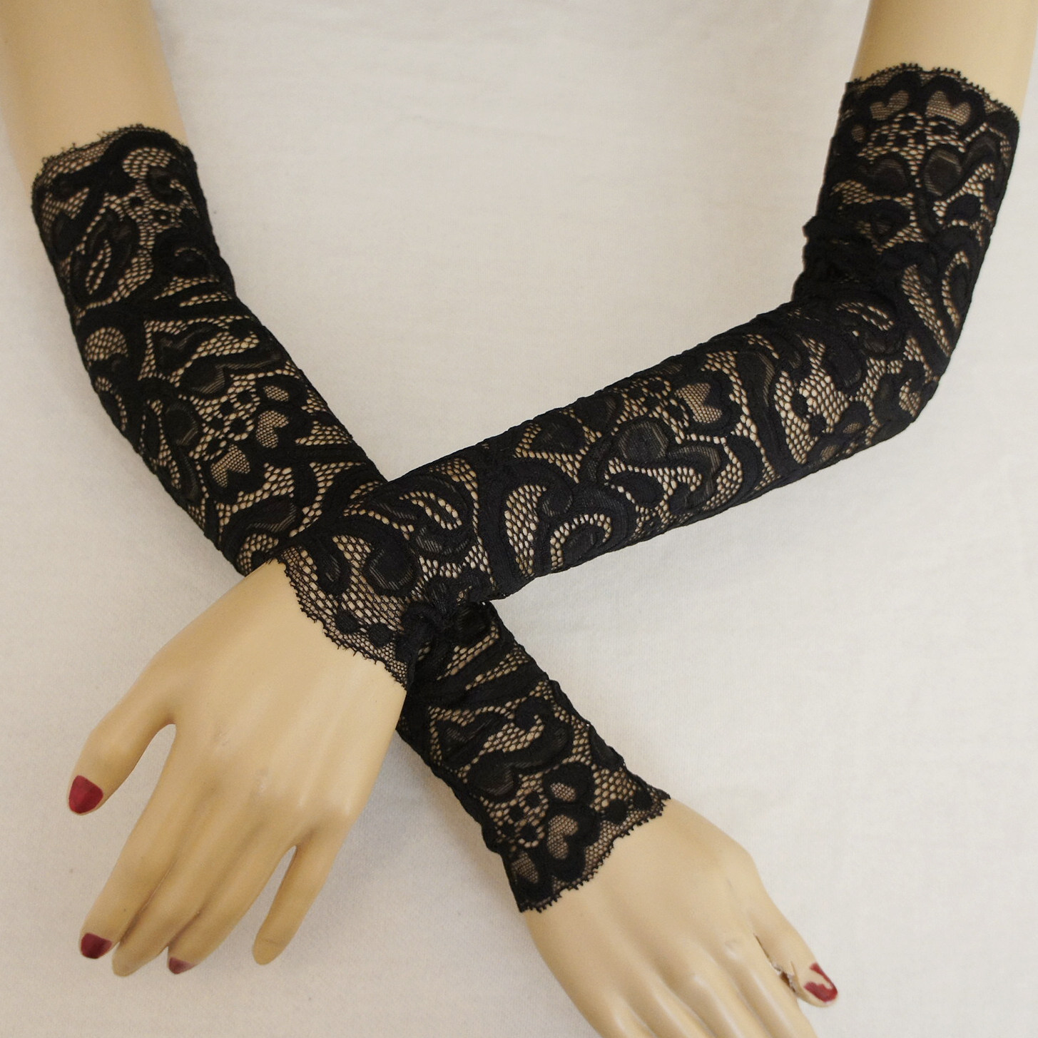 促销超长款蕾丝假袖子开车骑行防紫外线蕾丝手臂套婚纱礼服搭配