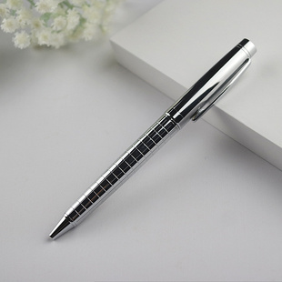 高档镀银色金属签字笔旋转原子笔个性创意圆珠笔转动商务会议水笔