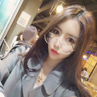 眼镜框女复古圆框学生个性文艺平光镜眼睛框架配近视带度数成品镜
