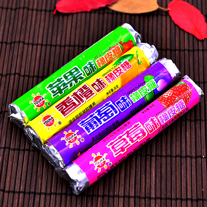 80后儿时怀旧零食 水果味糖果qq橡皮果汁软糖 优卡果味橡皮糖18g