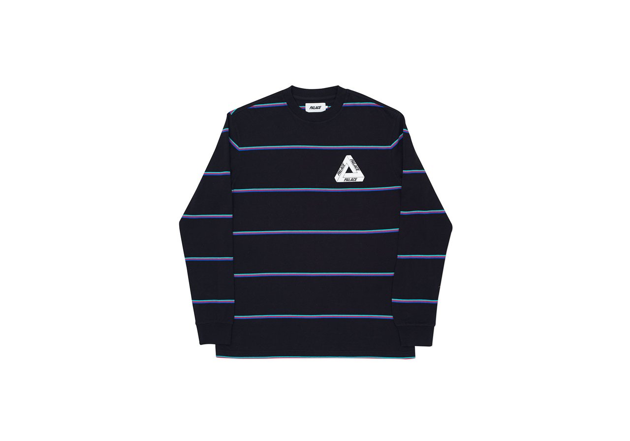 palace 国内现货 17ss longsleeve t 三角logo 条纹 长袖 卫衣