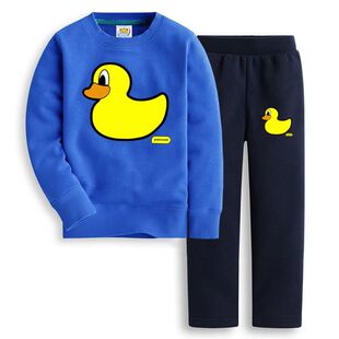 童装大黄鸭童装套装长袖圆领卫衣 卫裤2016休闲运动男童纯棉2件套