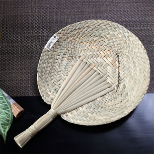 纯手工香蒲草编织匠传草编蒲扇折扇中式传统怀旧蒲扇夏天扇子特价