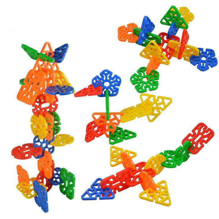 几何片雪花插片积木塑料拼插拼装雪花式宝宝儿童益智玩具3-6周岁