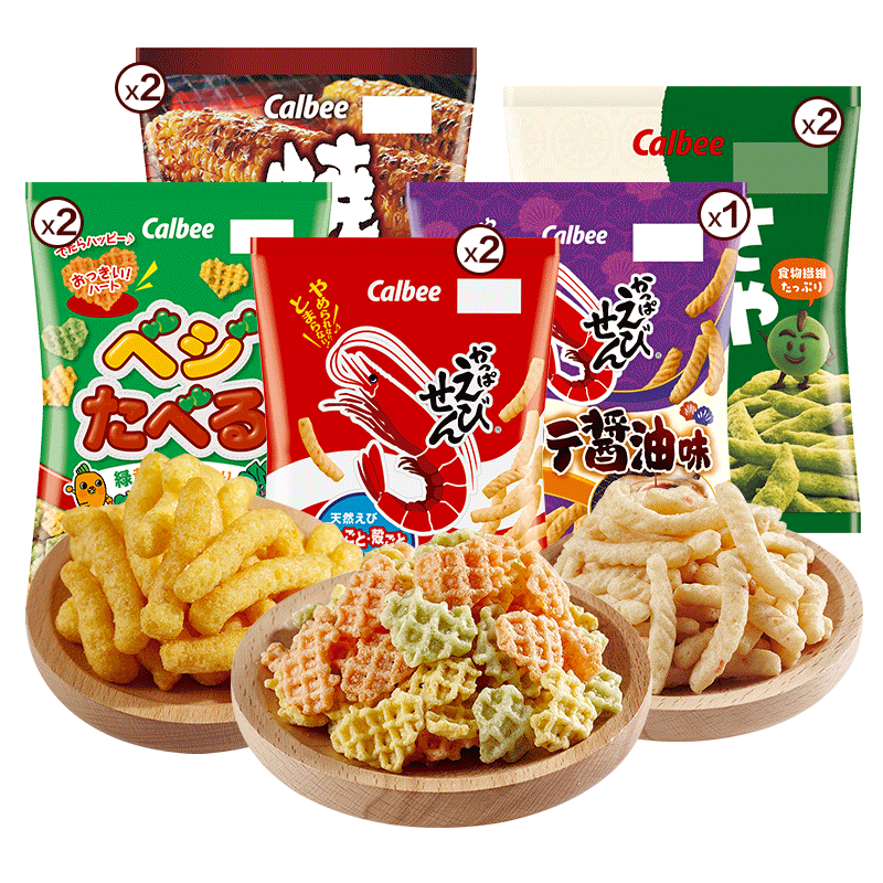 calbee卡乐比 日本进口零食 河童虾条90g 六包装休闲膨化食品