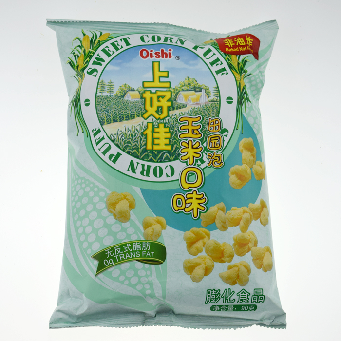 上好佳田园泡玉米花90g袋装非油炸怀旧童年膨化零食品 办公室小吃