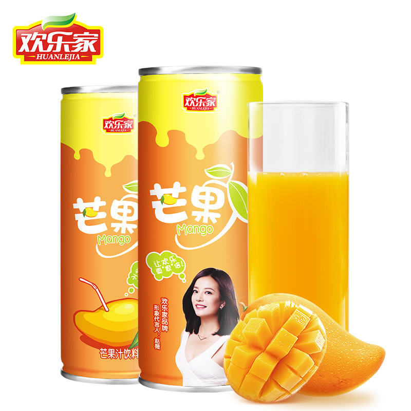 欢乐家生榨芒果汁245ml*6瓶果汁饮料饮品芒果汁饮料包邮赵薇代言