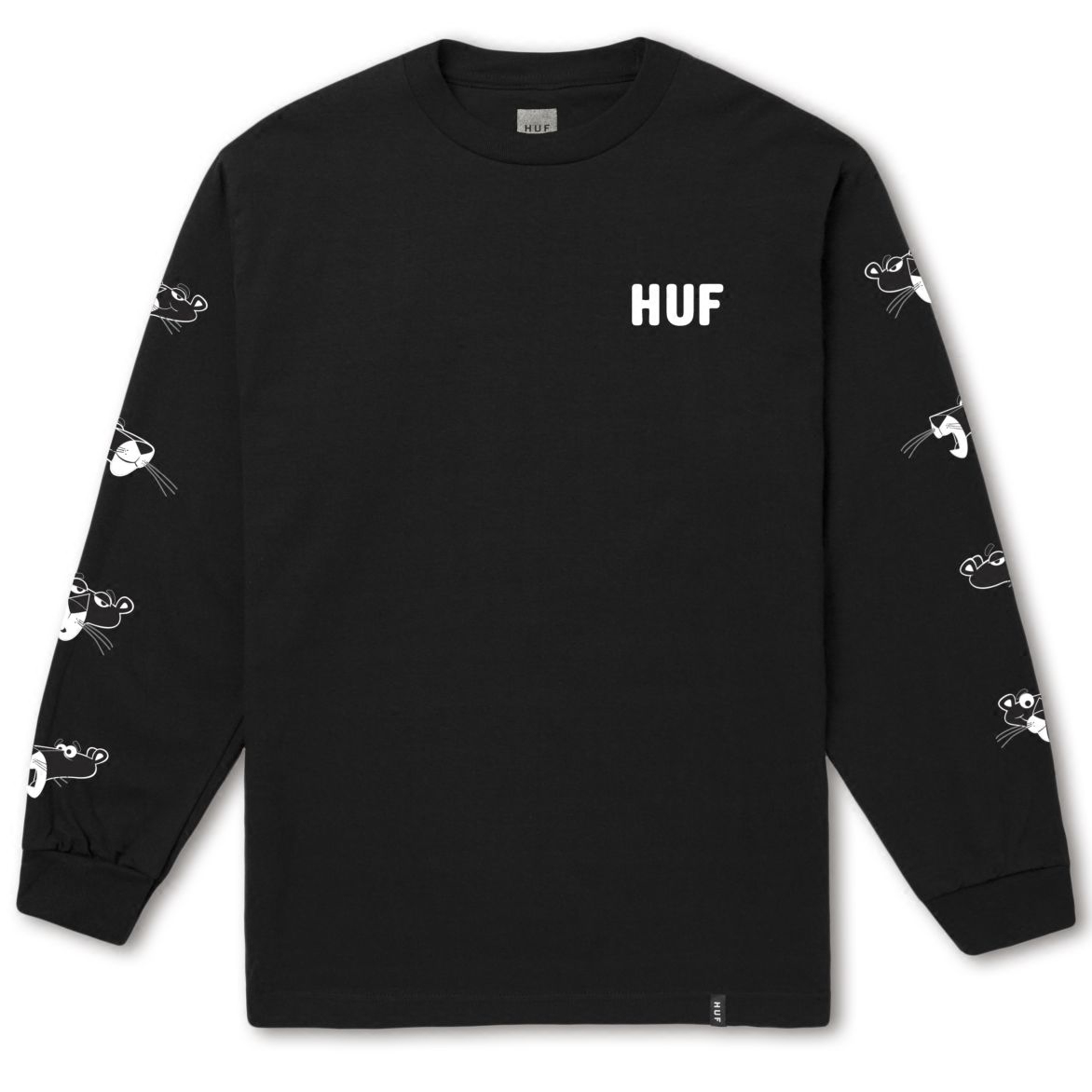 美国正品huf x pink panther heads ls tee粉红顽皮豹袖标长袖t恤