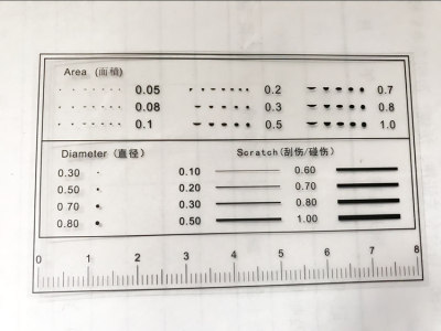 黑點面積測量點規小圓點直徑測量菲林尺刮傷/碰傷線徑比對卡