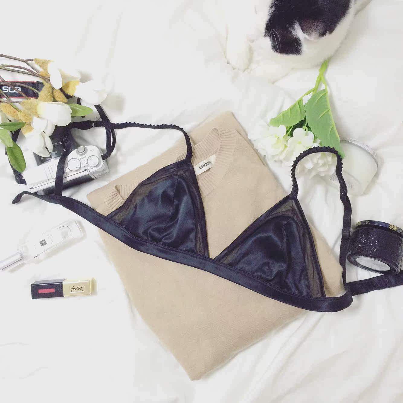 大圆脸独家 包邮自制款超薄无钢圈性感舒适三角杯女士内衣文胸