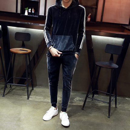男衣库2017新款秋季男士卫衣日韩套头休闲时尚运动套装_7折现价241元
