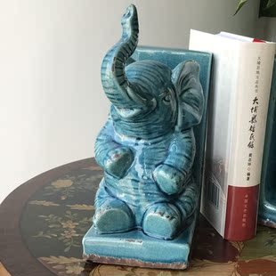 桌面 中式桌面动物书挡一对 德昌陶瓷