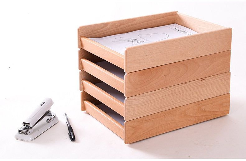 桌面多功能全实木抽屉式办公室文件杂物收纳盒多层置物架简约现代