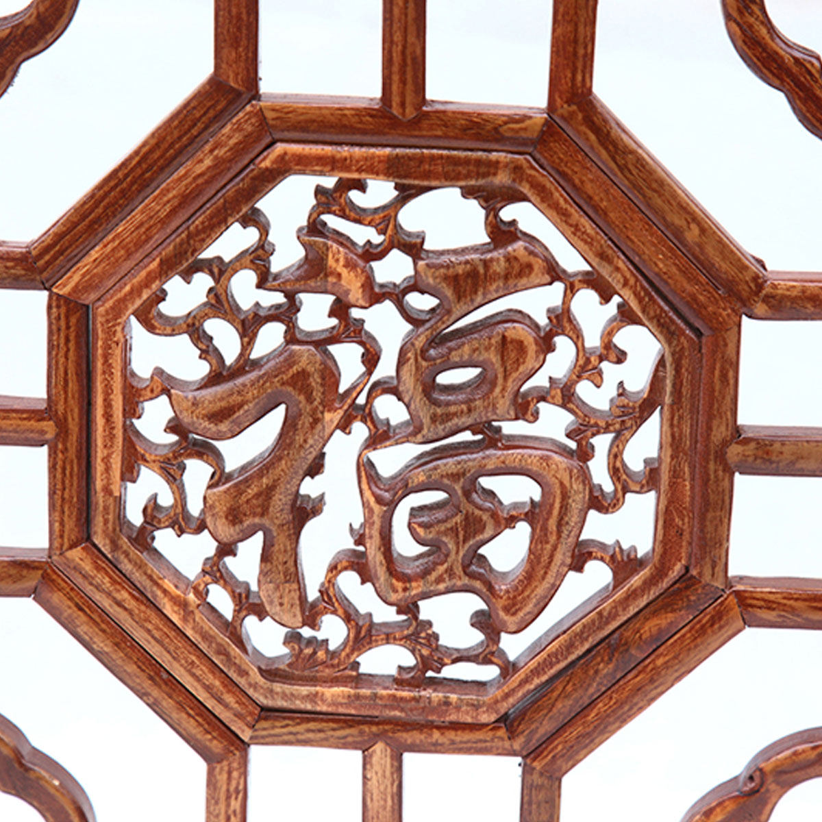 东阳木雕实木花格榆木吊顶中式挂件雕花镂空圆形八角花窗隔断墙饰