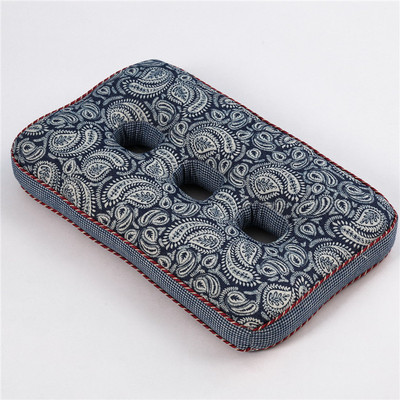 粗布三孔耳枕保健护颈多孔护耳颈椎枕颈椎纯荞麦枕头荞麦皮枕头