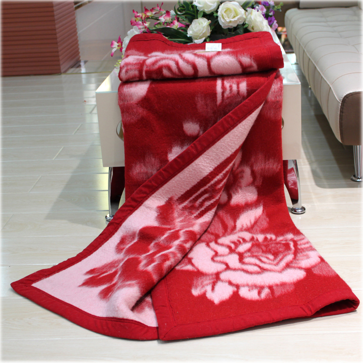 雪舟纯羊毛毯子 单/双人经典婚庆加厚保暖秋冬盖毯