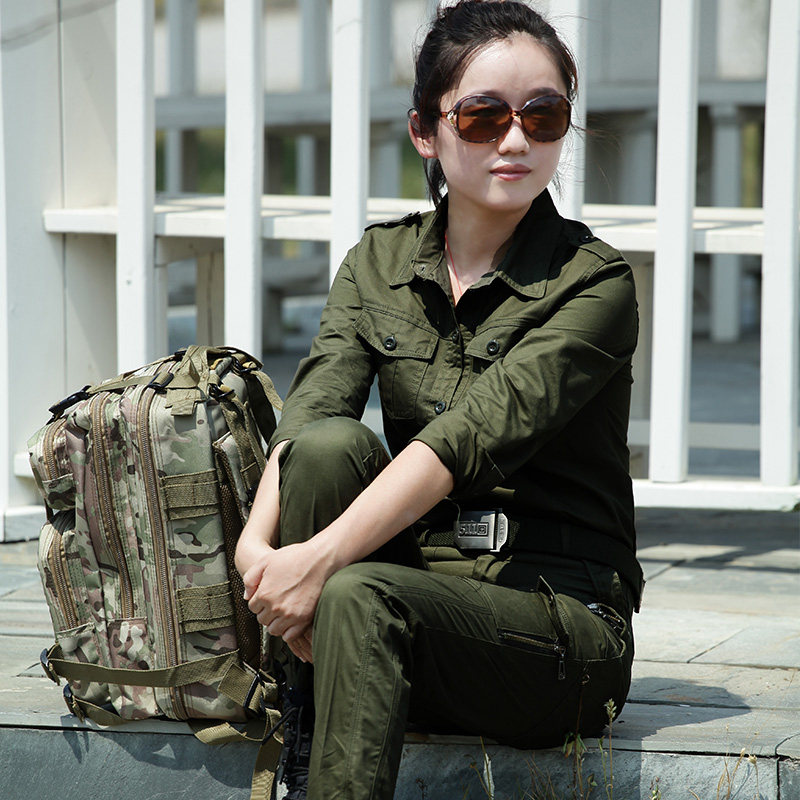 2017女迷彩服套装春秋军绿色军迷服装长袖户外套装军迷服军装作战