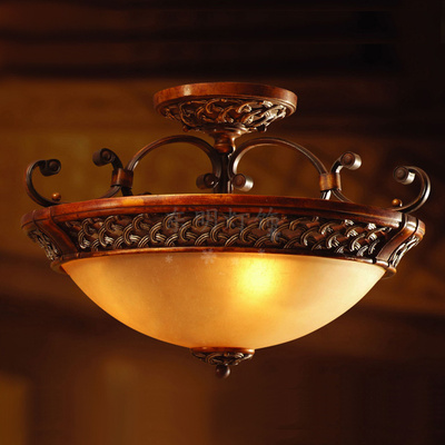 欧式灯古铜复古灯饰半吸顶灯饰 过道 卧室 书房顶灯渴望款玄关灯