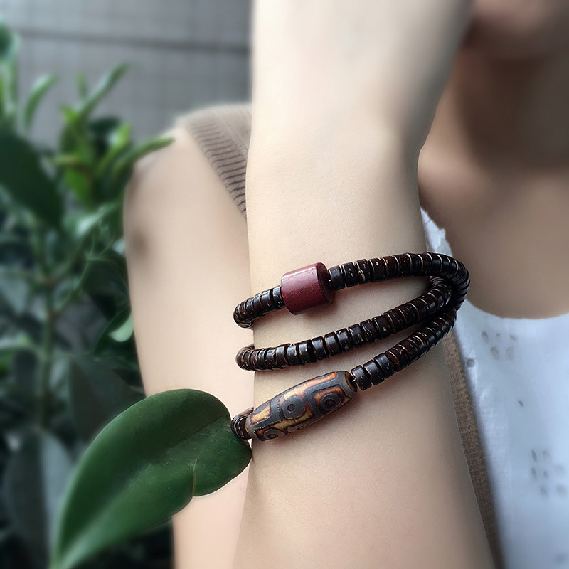 天然椰壳木珠多层手串复古文艺百搭民族风饰品女士手链女士配饰