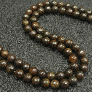 diy手工串珠手链项链饰品 天然金铜石圆珠印度古铜辉石散珠半成品