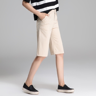 2016新薄款五分裤女夏宽松大马裤休闲简约5分直筒裤纯色百搭中裤