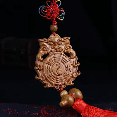 开光桃木兽头八卦镜卫生间风水挂件化解厕所门对大门卧室门污口煞