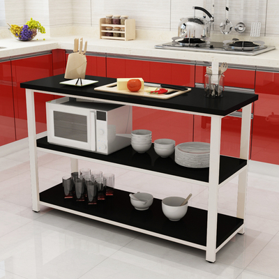 厨房切菜桌简易家用双层3层移动客厅长方形多功能餐桌置物架