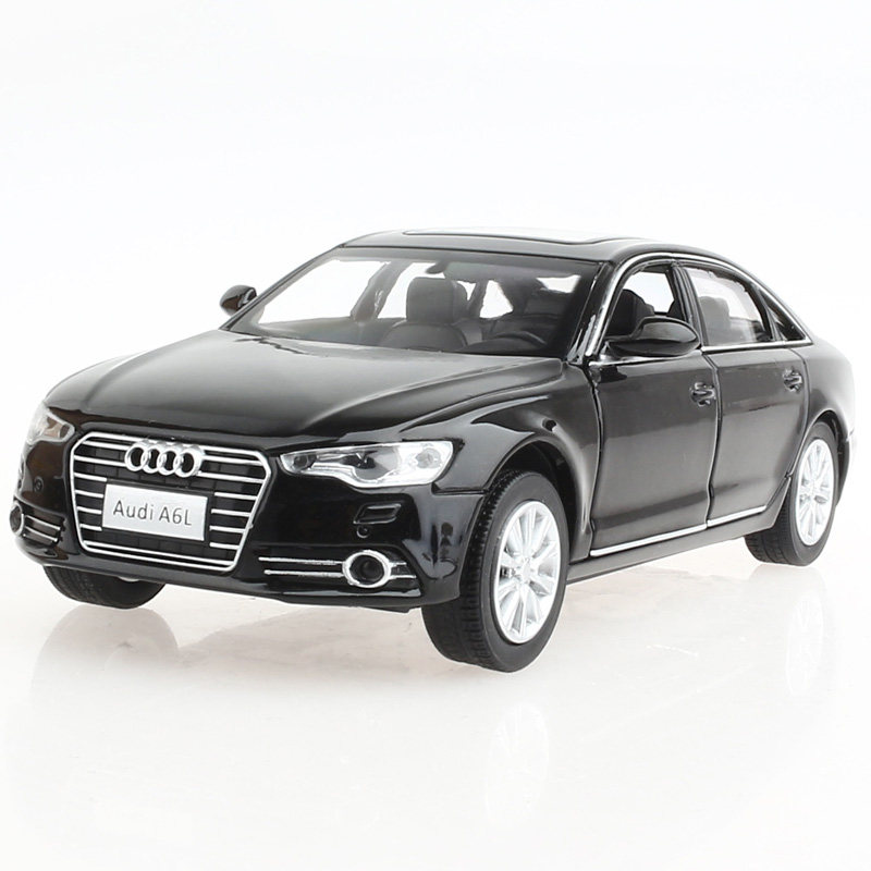 奥迪车模奥迪a6l合金汽车模型玩具 开门 声光 回力车 跑车