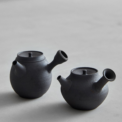 林泉山房 景德镇手工茶壶 功夫茶具泡壶 黑泥侧把急须壶