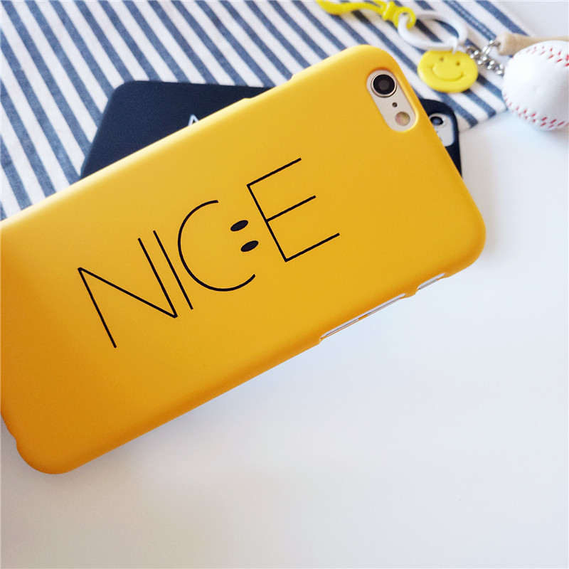 nice笑脸英文苹果5/5s/6/6plus/7/7plus磨砂硬壳保护套手机壳情侣