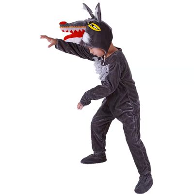 万圣节大灰狼演出服儿童成人舞台演出服动物表演服装舞蹈服男女童