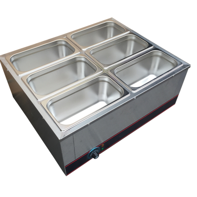 宝南商用保温汤池 快餐保温台台式不锈钢六6格恒温汁水肉菜售卖台
