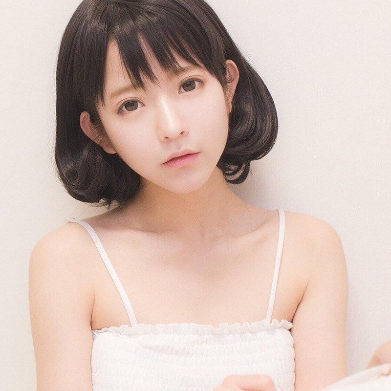 黑色bobo空气刘海yurisa同款日常原宿lolita cosplay假发