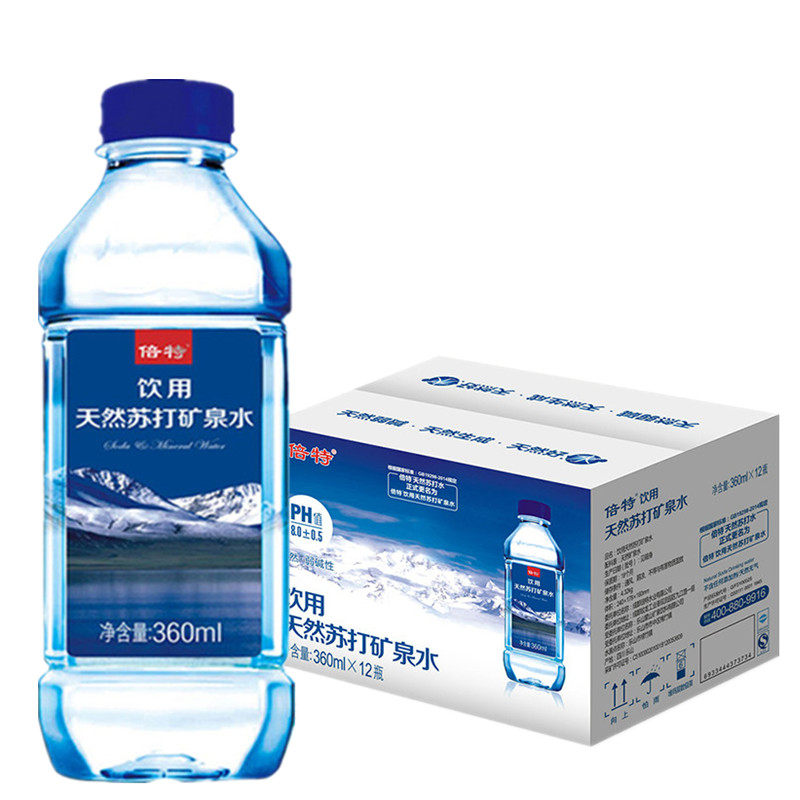 【一件5折】倍特天然苏打矿泉水360ml*12 弱碱饮用水纯净水饮料