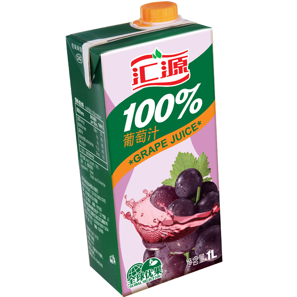 汇源100%葡萄汁1000ml/盒浓缩果汁饮料鲜果饮品