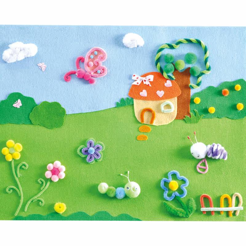 儿童创意不织布昆虫粘贴画 幼儿园diy手工制作材料包 生日礼物