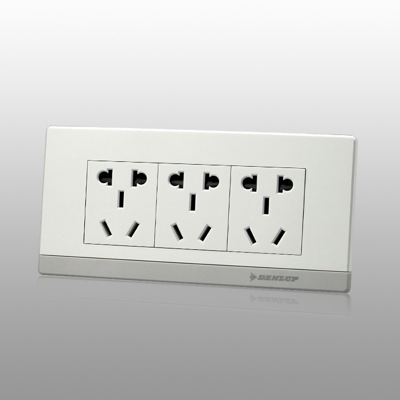 118型墙壁开关插座面板雅白三位五孔十五孔新国标原九孔电源插座
