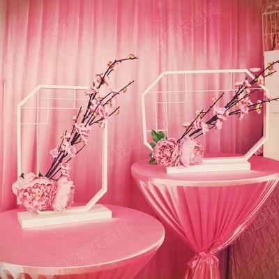 新款婚庆道具粉色花架婚礼签到台摆件迎宾区装饰舞台背景橱窗布置