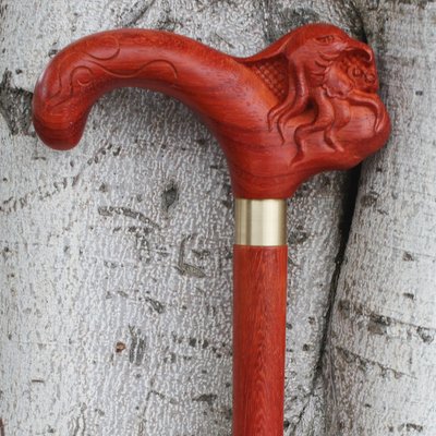 【天天特价】正宗纯手工打磨无喷漆鸡翅木凤头拐杖/手杖/拐棍