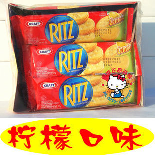 进口食品 卡夫乐之ritz柠檬味夹心饼干324g 12小包独立包装
