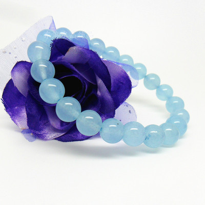 正品天然水晶 浅蓝色蓝玉髓手链 转运招财 水晶饰品女款 生日礼物