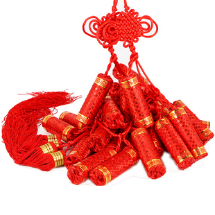 亮片缎布16头鞭炮挂件 春节爆款鞭炮挂饰春节装饰品挂饰挂件