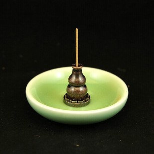 华巾大纯铜葫芦莲花香插 沉香檀香盘香线香座香架底座香道用