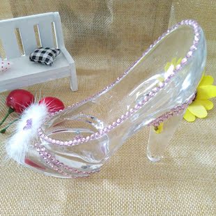 灰姑娘水晶玻璃婚鞋摆件透明高跟礼品创意儿童生日礼物情人节浪漫