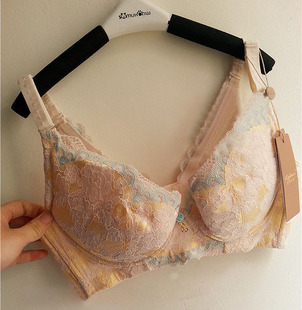 【特价】新款7/8杯侧推短文胸刺绣防外扩内衣f1041